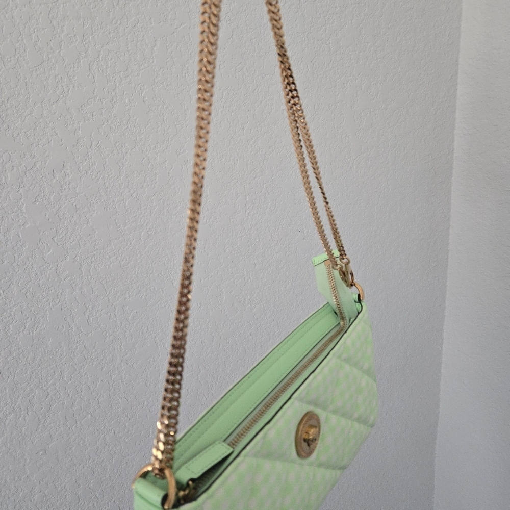 Versace Green Checkered quilted Crossbody Bag NWOT - Picture 7 of 12